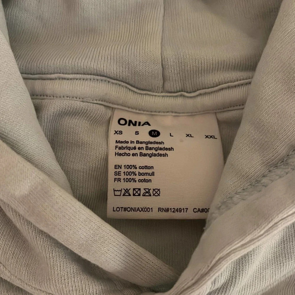 Onia Light Blue Hoodie Sweatshirt Medium - Picture 4 of 6